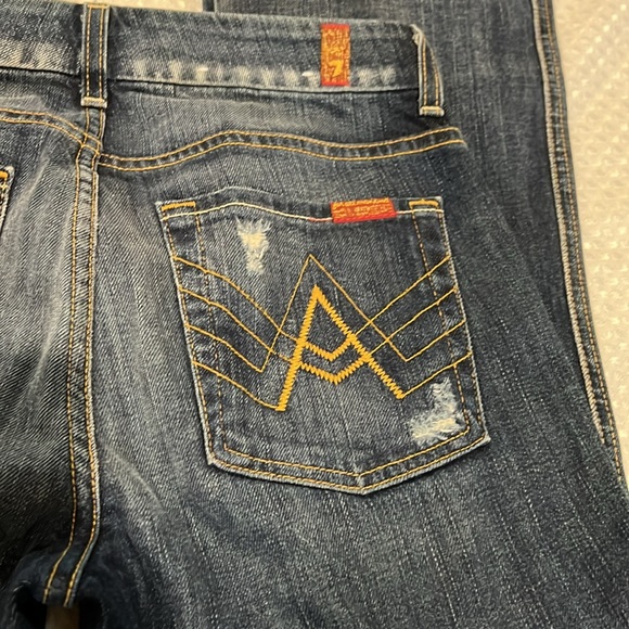 7FOR ALL MANKIND A POCKET FLARE DISTRESSED JEANS 27 - Picture 6 of 9